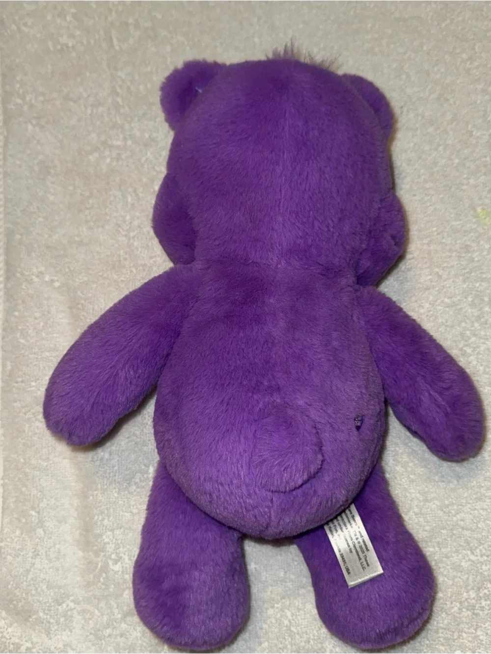 Care Bears Purple Plush with Pink & Blue Heart Lollipop Belly Badge
